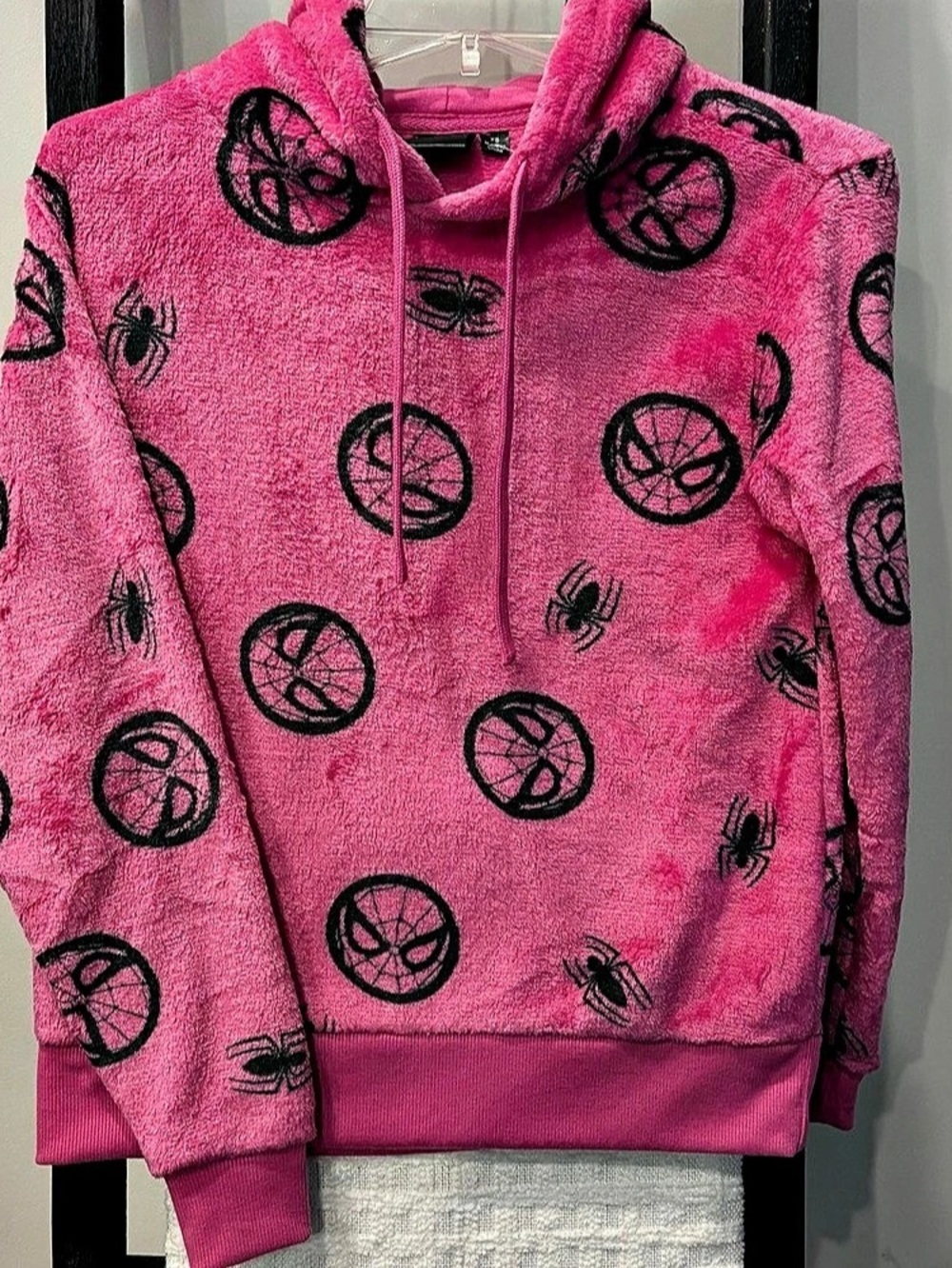 Marvel Spider-Man Print Hoodie Pink & Black XS